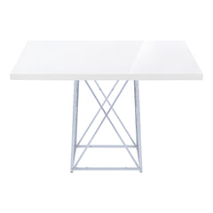 DINING TABLE - 36"X 48" / GLOSSY WHITE / CHROME METAL