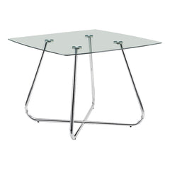 DINING TABLE - 40"DIA / CHROME METAL / 8MM TEMPERED GLASS
