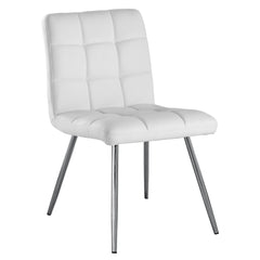 Set of 2 chairs / 32"H / White Faux Leather / Metal Chrome