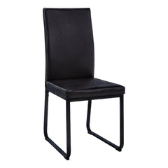 Set of 2 chairs / 38"H / Black Faux Leather / Black Silver