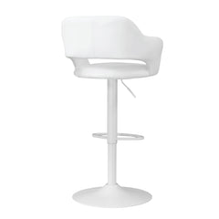 HYDRAULIC BAR CHAIR - 1PCS / SWIVEL / WHITE LEATHERETTE / WHITE METAL