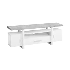 TV stand - 60 in - Faux cement / White