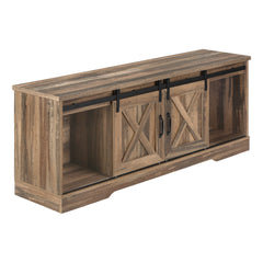 TV Stand - with 2 sliding doors - 60 in - Brown Faux Wood