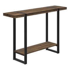 ACCENT TABLE - 48"L / HALL CONSOLE BROWN FAUX WOOD / BLACK METAL