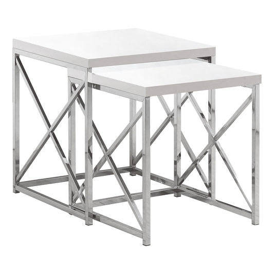 Nesting Tables - Set. 2pcs/Gloss White/Chrome 2000