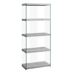 SHELF - 60"H / CEMENTED GREY WITH TEMPERED GLASS