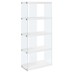SHELF - 60"H / WHITE WITH TEMPERED GLASS