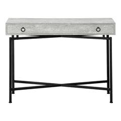 ACCENT TABLE - HALL CONSOLE - 42"L / GREY FAUX WOOD / BLACK CONSOLE