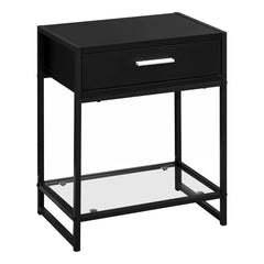 ACCENT TABLE - 22"H / BLACK / BLACK METAL / TEMPERED GLASS