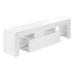 TV Stand - Glossy White - Tempered Glass - 63 in - White
