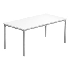 Table De Salon - 40"L / Blanc / Metal Argent