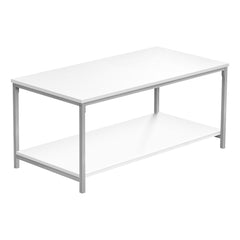 Table De Salon - 40"L / Blanc / Metal Argent