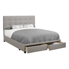 BED - QUEEN / WITH 2 GREY FABRIC STORAGE DRAWERS