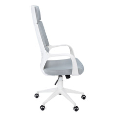 OFFICE CHAIR - WHITE / GREY FABRIC / EXECUTIVE BACK