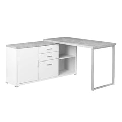 Office desk - 60 in - Faux cement / White