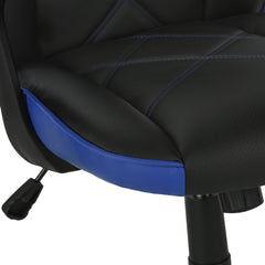 Chaise De Bureau - Jeu / Simili-Cuir Noir / Bleu