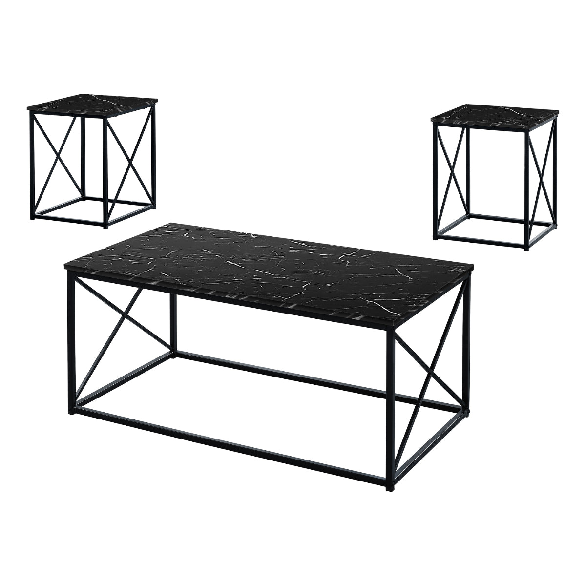 Léon - Coffee table set - Black Marble Finish