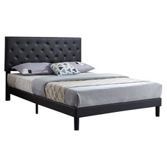 BED - QUEEN / UPHOLSTERED BLACK LEATHERETTE