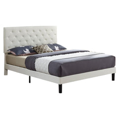 BED - KING / WHITE FAUX LEATHER UPHOLSTERED