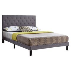 BED - QUEEN / UPHOLSTERED GRAY FABRIC