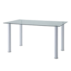 DINING TABLE - 32"X 55" / TEMPERED GLASS / WHITE METAL