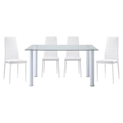 DINING TABLE - 32"X 55" / TEMPERED GLASS / WHITE METAL