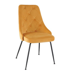 Set of 2 chairs / 35"H / Mustard Yellow Velvet / Black