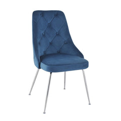 Set of 2 chairs / 35"H / Blue Velvet / Chrome
