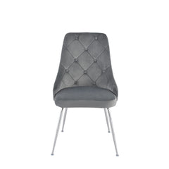 Set of 2 chairs / 35"H / Gray Velvet / Chrome