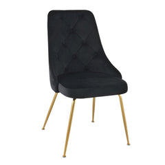 Set of 2 chairs / 35"H / Black Velvet / Gold