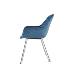 Set of 2 chairs / 33"H / Blue Velvet / Chrome