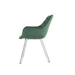Set of 2 chairs / 33"H / Green Velvet / Chrome