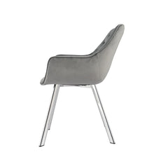 Set of 2 chairs / 33"H / Gray Velvet / Chrome