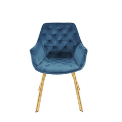 Set of 2 chairs / 33"H / Blue Velvet / Gold