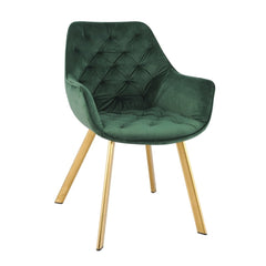 Set of 2 chairs / 33"H / Green Velvet / Gold