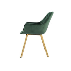 Set of 2 chairs / 33"H / Green Velvet / Gold