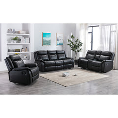 Reclining Loveseat - Black Leather - PAXTON