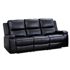 Reclining Sofa - Black Leather - MADDOX