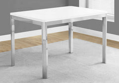 DINING TABLE - 32"X 48" / WHITE / CHROME METAL