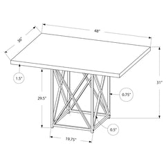 Table A Manger - 36"X 48" / Gris / Metal Chrome