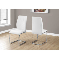 Set of 2 chairs / 39"H / White Faux Leather / Chrome