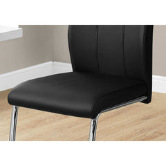 Set of 2 chairs / 39"H / Black Faux Leather / Chrome