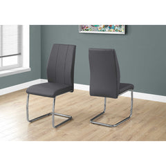 Set of 2 chairs / 39"H / Gray Faux Leather / Chrome