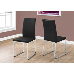 Set of 2 chairs / 38"H / Black Faux Leather / Chrome