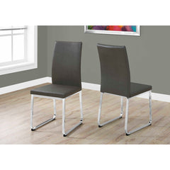 Set of 2 chairs / 38"H / Gray Faux Leather / Chrome