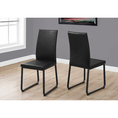 Set of 2 chairs / 38"H / Black Faux Leather / Black Silver