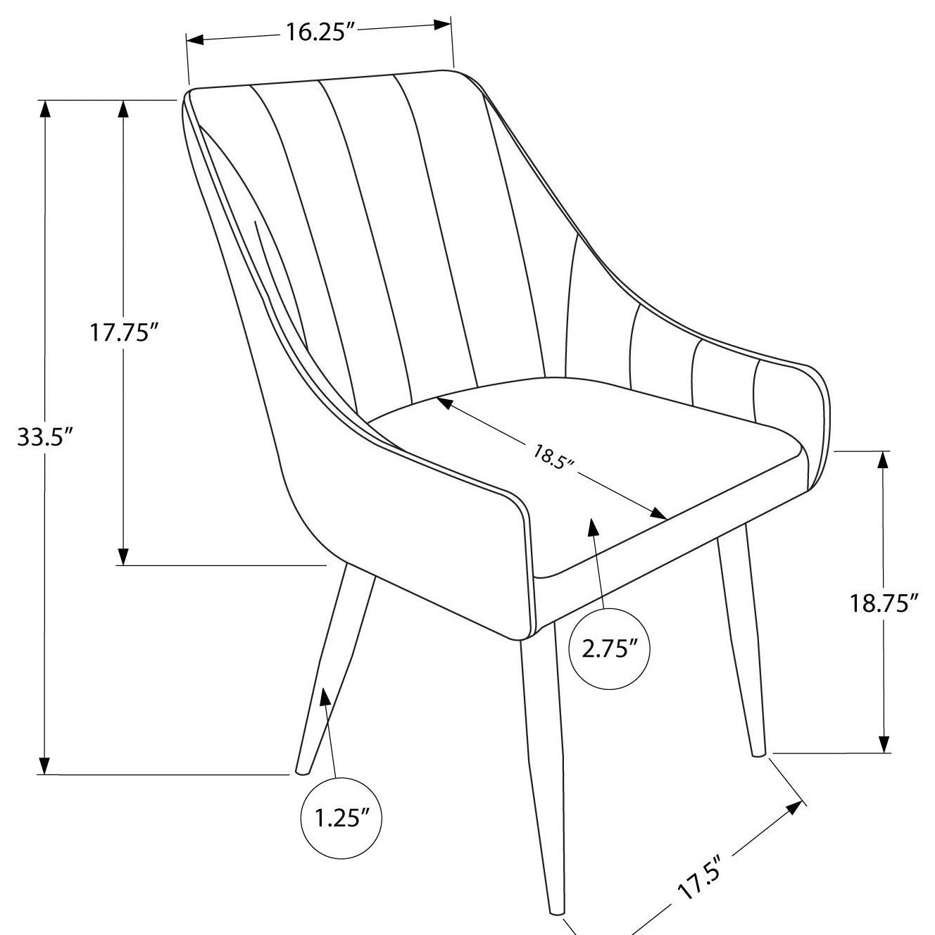 Vera - Dining Chair - Black PU Leather