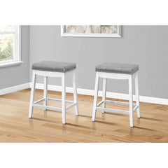 COUNTER CHAIR - 2PCS / 24"H / GREY LEATHERETTE / WHITE