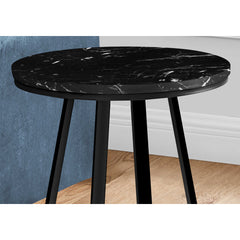 SIDE TABLE - 22"H / BLACK MARBLE / BLACK METAL