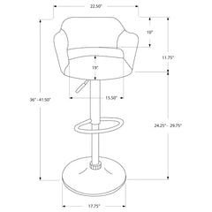 Hydraulic Bar Chair - 1pcs / Swivel / Light Grey / Chrome Metal